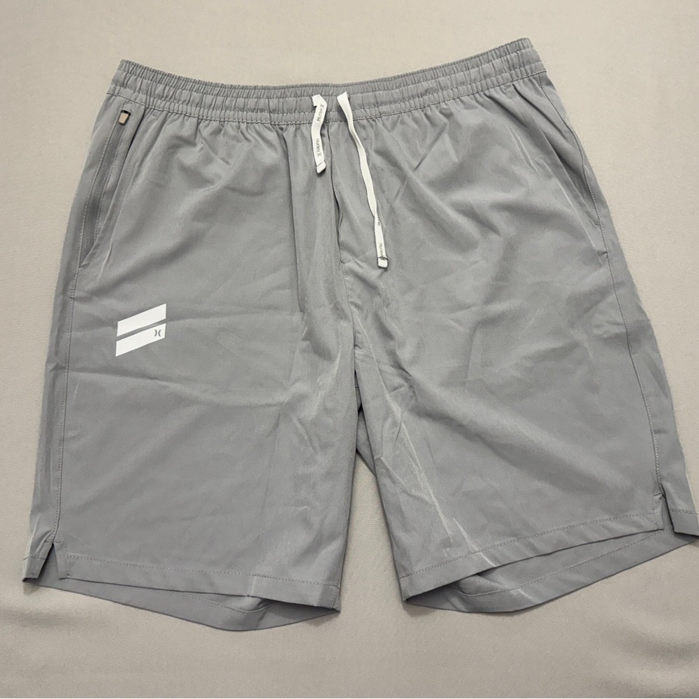 Hurley Gray Athletic Drawstring Shorts with White Accents size XL